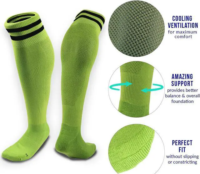 Alt view image 3 of 5 - Meso Men's 2 Pairs Extremely Durable Knee High Sports Socks - Fitness & Workout Clothing, Gym, Gear or Fashion Socks XL003 Size M(Green)