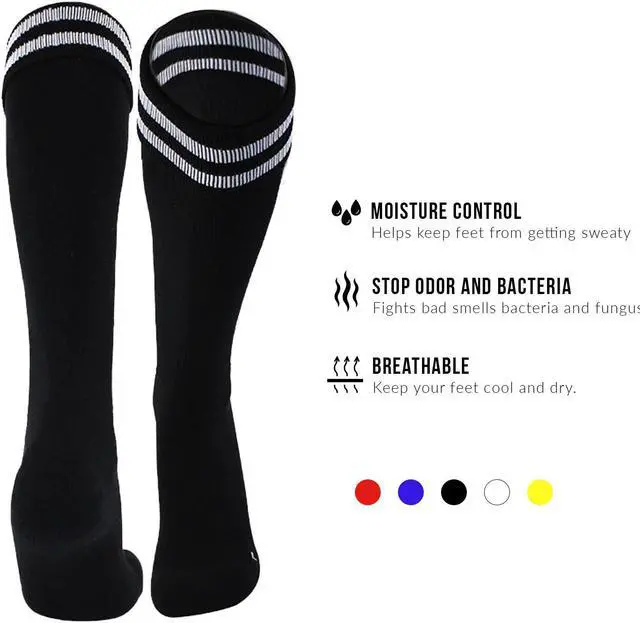 Alt view image 4 of 5 - Meso Girl's 1 Pair Ultra Comfortable Lightweight and Breathable Knee High Sports Crew Socks - High Quality Performance Sports Long Socks Size XS Black