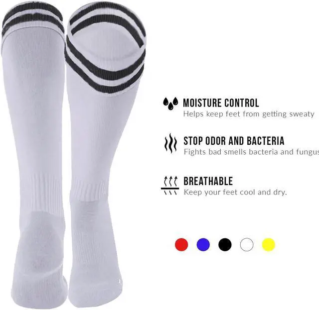 Alt view image 4 of 4 - Meso Men's 1 Pair Ultra Comfortable Lightweight and Breathable Knee High Sports Crew Socks - High Quality Performance Sports Long Socks Size L White