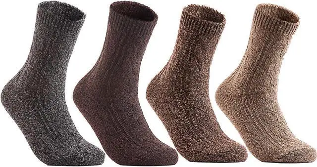 Alt view image 4 of 7 - Women's 4 Pairs Extra Comfortable Cozy Wool Crew Socks. Sweat Absorbent Great Activewear for Fun Sports Size 6-9 HR1613 Assorted