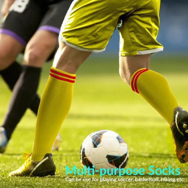 Alt view image 6 of 6 - Meso Girl's 1 Pair Ultra Comfortable Lightweight and Breathable Knee High Sports Crew Socks - High Quality Performance Sports Long Socks Size XS Yellow