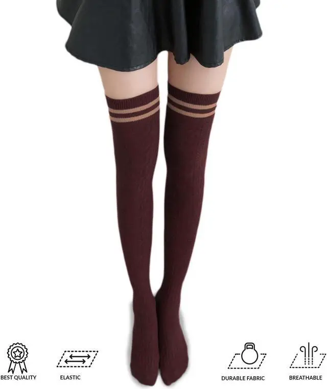 Alt view image 7 of 7 - Meso Women's Big Girl's 4 Pairs Splendid Knee High Cotton Socks, Strong yet Soft, Cozy and Stylish Size 6-9 M1023 (Dark Grey, Coffee, Khaki, White)