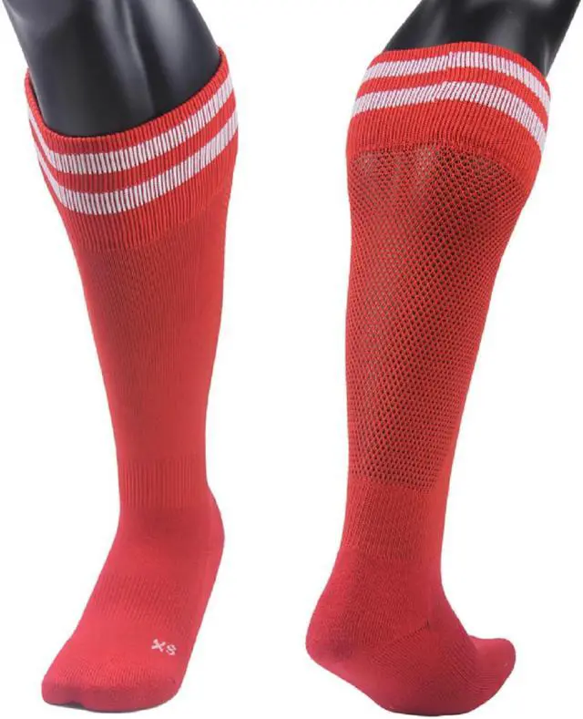 Main image of Meso Children's 2 Pairs Ultra Comfortable Lightweight and Breathable Knee High Sports Crew Socks - High Quality Performance Sports Long Socks Size M(Red)