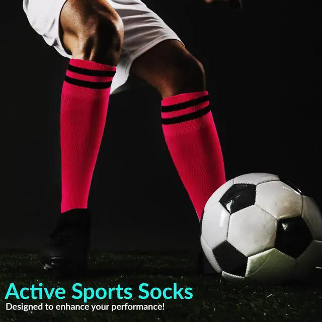 Alt view image 5 of 5 - Meso Children's 2 Pairs Ultra Comfortable Lightweight and Breathable Knee High Sports Crew Socks - High Quality Performance Sports Long Socks Size XS(Rose)