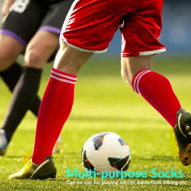 Alt view image 6 of 6 - Meso Boy's 1 Pair Ultra Comfortable Lightweight and Breathable Knee High Sports Crew Socks - High Quality Performance Sports Long Socks Size S Red