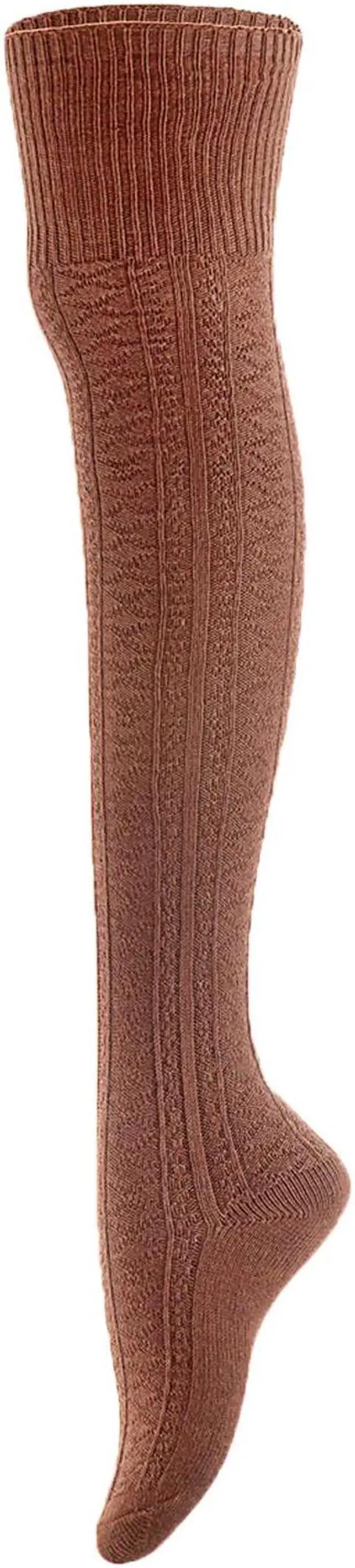 Alt view image 2 of 6 - Meso Big Girl's Women's 2 Pairs Awesome Thigh High Cotton Socks, Comfortable, Soft and Super Durable M1025 6-9 2p-06 (Coffee)