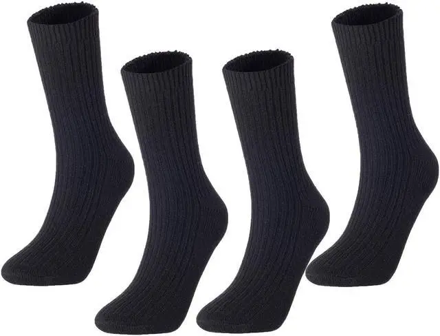 Main image of Men's 4 Pairs High Performance Wool Socks | Breathable & Lightweight Crew Socks as Hiking Socks & Running Socks FS03 Medium  (Black)