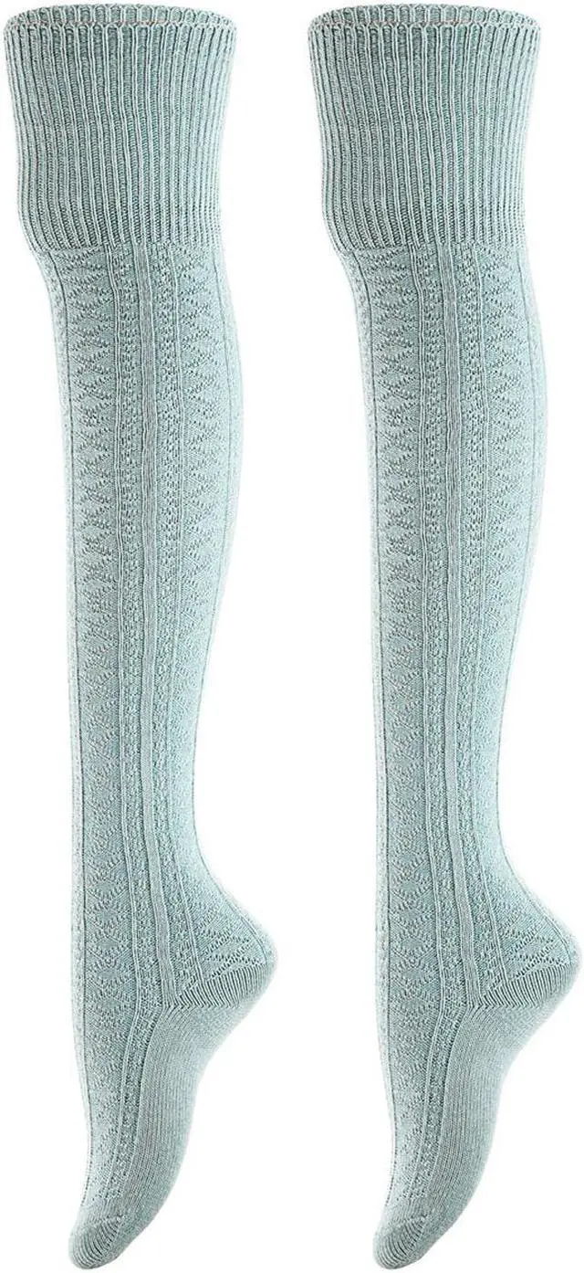 Main image of Meso Women's 2 Pairs Awesome Thigh High Cotton Socks, Comfortable, Soft and Super Durable M1025 6-9 2p1 (Sky Blue)