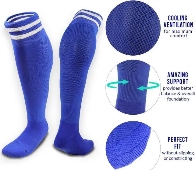 Alt view image 3 of 5 - Meso Women's 2 Pairs Extremely Durable Knee High Sports Socks - Fitness & Workout Clothing, Gym, Gear or Fashion Socks XL003 Size M(Blue)