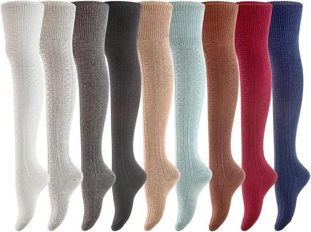 Main image of Meso Women's Big Girl's 4 Pairs Splendid Knee High Cotton Socks, Strong, Soft, Cozy, Stylish Suitable for Multiple Activities Size 6-9 M1025(Assorted)