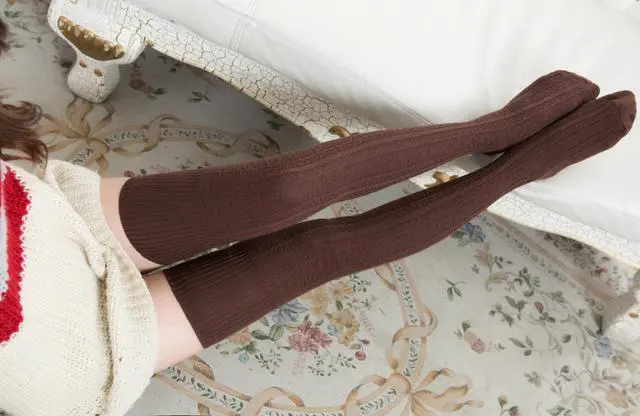 Alt view image 6 of 7 - Meso Women's 3 Pairs Awesome Thigh High Cotton Socks, Comfortable, Soft and Super Durable Size 6-9 M1025-04 (Cream, Beige, Blue)