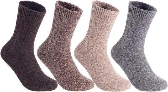 Alt view image 3 of 7 - Women's 4 Pairs Extra Comfortable Cozy Wool Crew Socks. Sweat Absorbent Great Activewear for Fun Sports Size 6-9 HR1613 Assorted