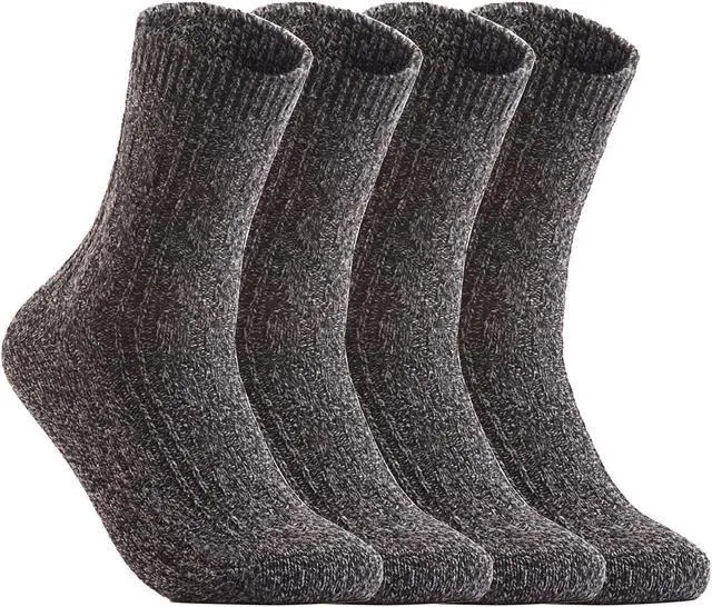 Main image of AATMart Women's 4 Pairs Wool Blend Crew Socks. Outstanding Quality Ideal for the Cold Winter Weather Size 6-9 HR1613 (Dark Grey)