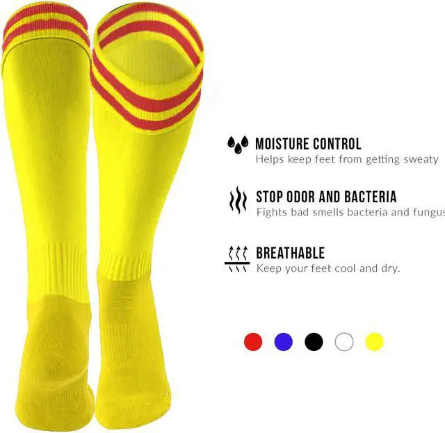 Alt view image 4 of 6 - Meso Girl's 1 Pair Ultra Comfortable Lightweight and Breathable Knee High Sports Crew Socks - High Quality Performance Sports Long Socks Size XS Yellow