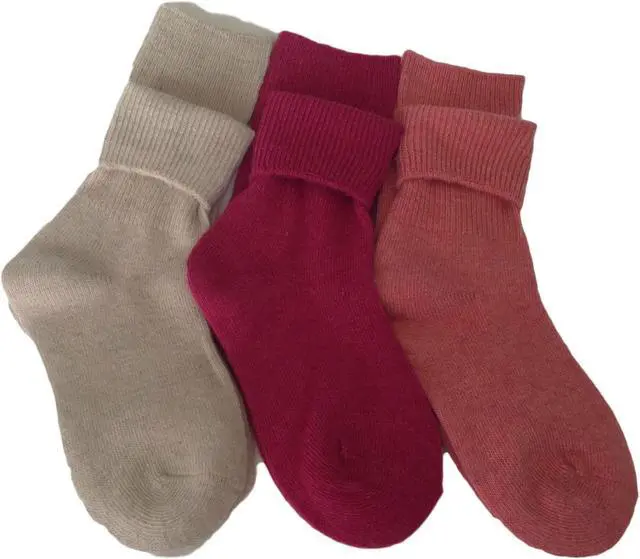 Alt view image 2 of 4 - Meso 6 Pairs Unisex Stretchy Wool Socks for Kids | All-Season Children’s Sturdy and Thermal Toddler Socks Plain CGF Size 0M-1Y (Rose, Orange, Beige)