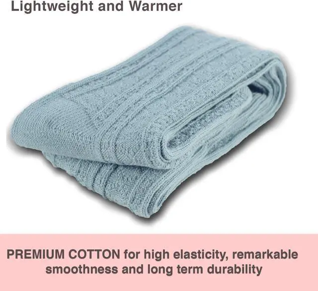 Alt view image 6 of 6 - Meso Women's 2 Pairs Awesome Thigh High Cotton Socks, Comfortable, Soft and Super Durable M1025 6-9 2p1 (Sky Blue)