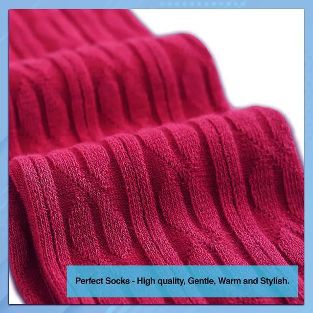 Alt view image 5 of 7 - Meso Women's Big Girl's 4 Pairs Splendid Knee High Cotton Socks, Strong yet Soft, Cozy and Stylish Size 6-9 M1024 4C08 (Assorted)