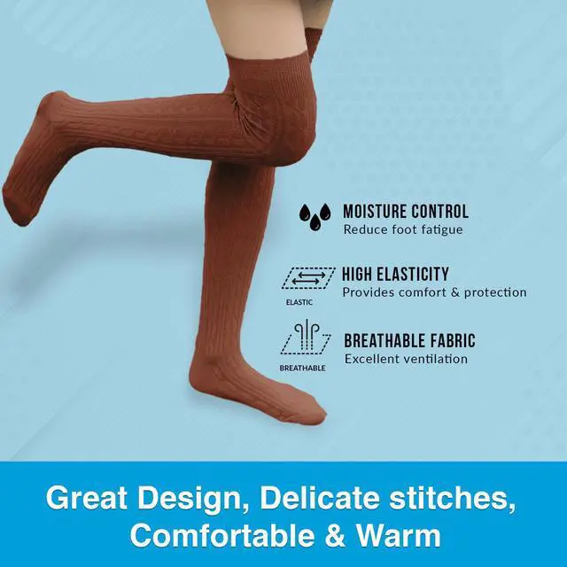 Alt view image 7 of 7 - Meso Women's Big Girl's 4 Pairs Knee High Cotton Socks, Strong yet Soft Cozy and Stylish Size 6-9 M1024 4C-03 (Black,Coffee, Grey, DarkGrey)