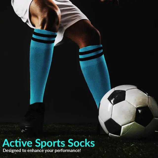 Alt view image 5 of 5 - Meso Children's 1 Pair Ultra Comfortable Lightweight and Breathable Knee High Sports Crew Socks - High Quality Performance Sports Long Socks Size XS(Light Blue)