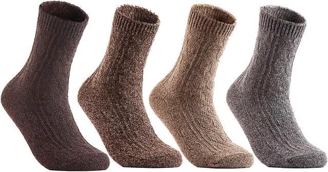 Alt view image 2 of 7 - Women's 4 Pairs Extra Comfortable Cozy Wool Crew Socks. Sweat Absorbent Great Activewear for Fun Sports Size 6-9 HR1613 Assorted