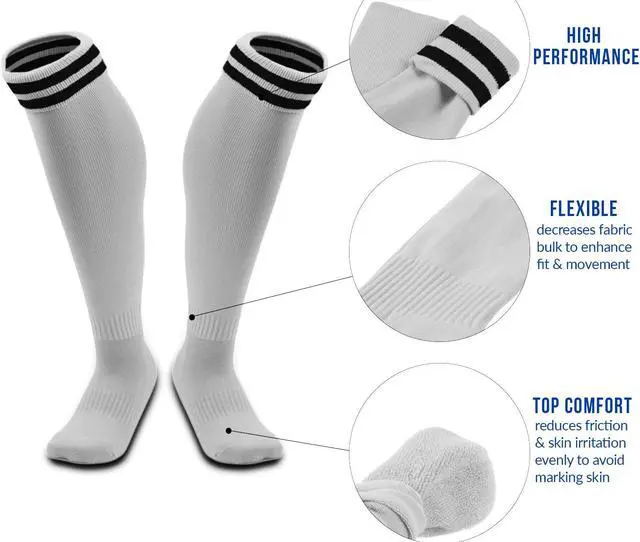 Alt view image 3 of 4 - Meso Men's 1 Pair Ultra Comfortable Lightweight and Breathable Knee High Sports Crew Socks - High Quality Performance Sports Long Socks Size L White