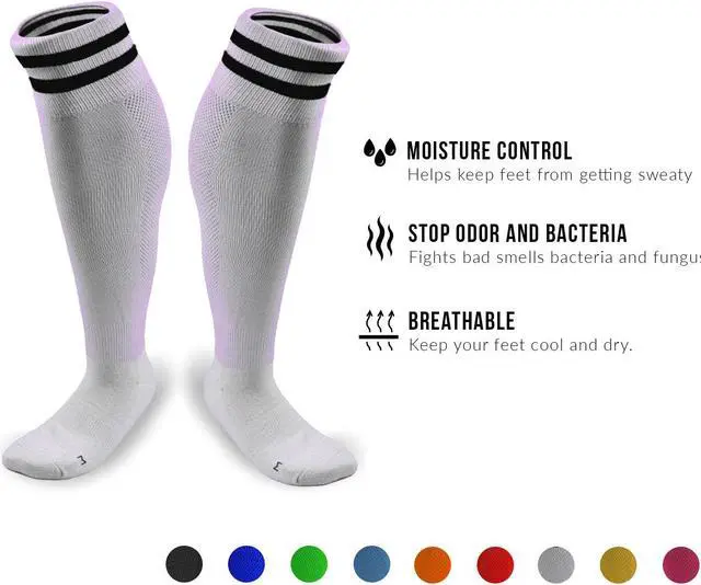 Alt view image 2 of 5 - Meso Men's 2 Pairs Extremely Durable Knee High Sports Socks - Fitness & Workout Clothing, Gym, Gear or Fashion Socks XL003 Size M(White)