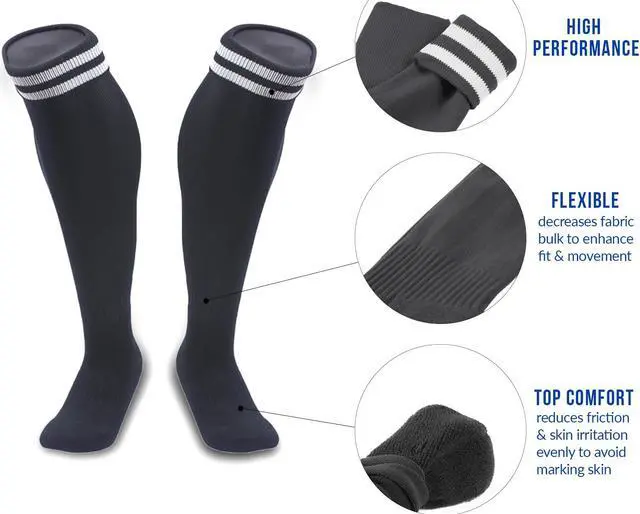 Alt view image 3 of 5 - Meso Girl's 1 Pair Ultra Comfortable Lightweight and Breathable Knee High Sports Crew Socks - High Quality Performance Sports Long Socks Size XS Black