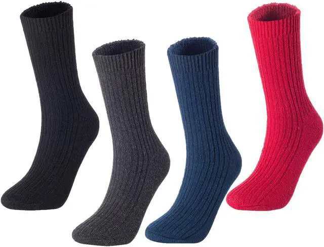 Alt view image 3 of 4 - Men's 4 Pairs High Performance Wool Socks | Breathable & Lightweight Crew Socks as Hiking Socks & Running Socks FS03 Medium (Assorted)