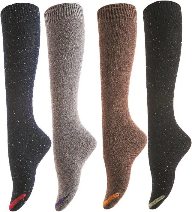 Main image of Lian LifeStyle Women's 4 Pairs Awesome Breathable Fancy and Cozy Knee High Cotton Boot Socks Size 6-9 (4 Wine)