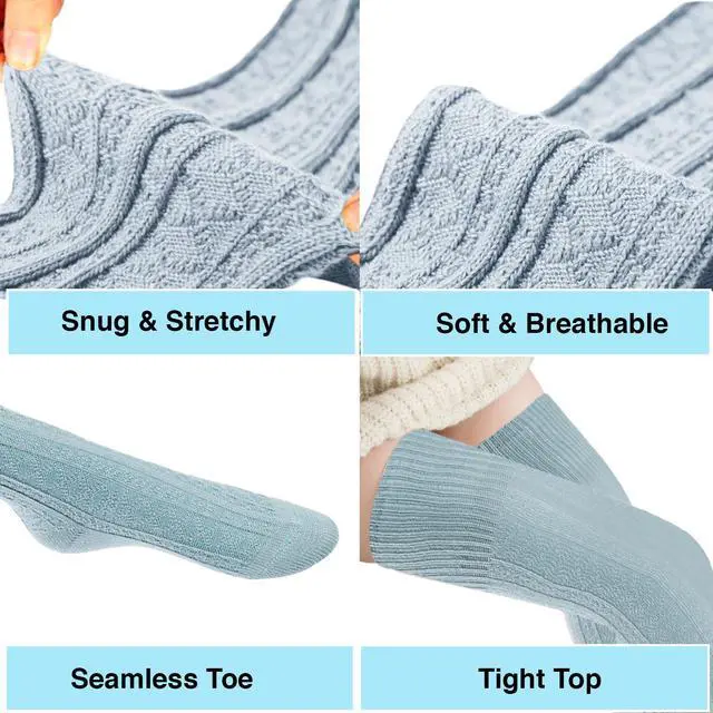 Alt view image 6 of 7 - Meso Women's Big Girl's 4 Pairs Splendid Knee High Cotton Socks, Strong, Soft, Cozy, Stylish Suitable for Multiple Activities Size 6-9 M1025(Assorted)