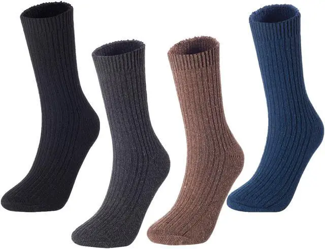 Alt view image 4 of 4 - Men's 4 Pairs High Performance Wool Socks | Breathable & Lightweight Crew Socks as Hiking Socks & Running Socks FS03 Medium (Assorted)