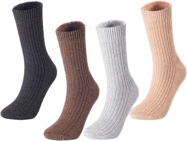 Alt view image 2 of 4 - Men's 4 Pairs High Performance Wool Socks | Breathable & Lightweight Crew Socks as Hiking Socks & Running Socks FS03 Medium (Assorted)