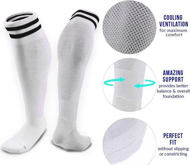 Alt view image 3 of 5 - Meso Men's 2 Pairs Extremely Durable Knee High Sports Socks - Fitness & Workout Clothing, Gym, Gear or Fashion Socks XL003 Size M(White)