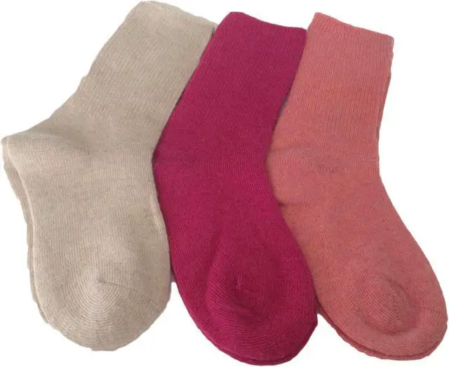 Main image of Meso 6 Pairs Unisex Stretchy Wool Socks for Kids | All-Season Children’s Sturdy and Thermal Toddler Socks Plain CGF Size 0M-1Y (Rose, Orange, Beige)