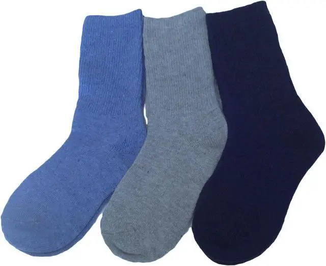 Main image of Meso 6 Pairs Unisex Stretchy Wool Socks for Kids | All-Season Children’s Sturdy and Thermal Toddler Socks Plain CGF Size 0M-1Y (Blue, Gray, Navy)