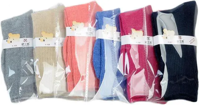 Alt view image 2 of 3 - Meso 6 Pairs Stretchy Wool Socks for Kids | All-Season Children’s Sturdy and Thermal Toddler Socks Plain CGF Size 0M-1Y (Blue,Gray,Navy,Rose,Orange,Beige)