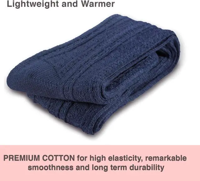 Alt view image 6 of 7 - Meso Women's 2 Pairs Awesome Thigh High Cotton Socks, Comfortable, Soft and Super Durable M1025 6-9 2p14 (Black+Navy)