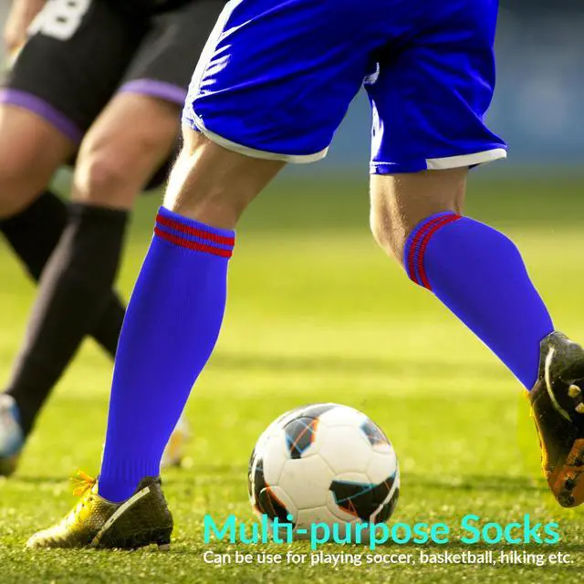 Alt view image 6 of 6 - Meso Boy's 1 Pair Ultra Comfortable Lightweight and Breathable Knee High Sports Crew Socks - High Quality Performance Sports Long Socks Size S Blue