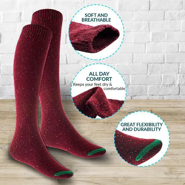 Alt view image 2 of 5 - AATMart Women's 1 Pair Attractive Breathable Extra Soft Lightweight Moisture Wicking & Comfortable Knee-High Cotton Socks Size 6-9 1pc4 T158212 (Wine)