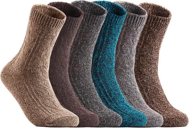 Main image of Women's 7 Pairs Extra Comfortable Cozy Wool Crew Socks. Sweat Absorbent Great Activewear for Fun Sports Size 6-9 HR1613 Random