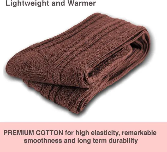 Alt view image 6 of 6 - Meso Big Girl's Women's 2 Pairs Awesome Thigh High Cotton Socks, Comfortable, Soft and Super Durable M1025 6-9 2p-06 (Coffee)
