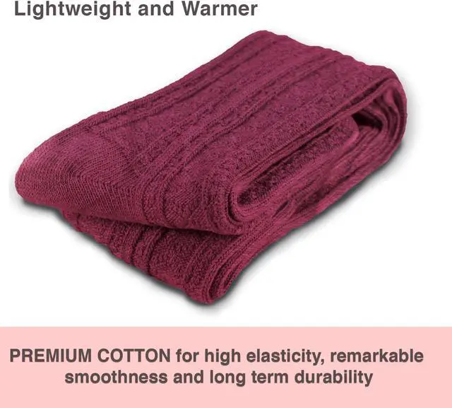Alt view image 6 of 6 - Meso Big Girl's Women's 2 Pairs Awesome Thigh High Cotton Socks, Comfortable, Soft and Super Durable M1025 6-9 2p-02 (Wine)