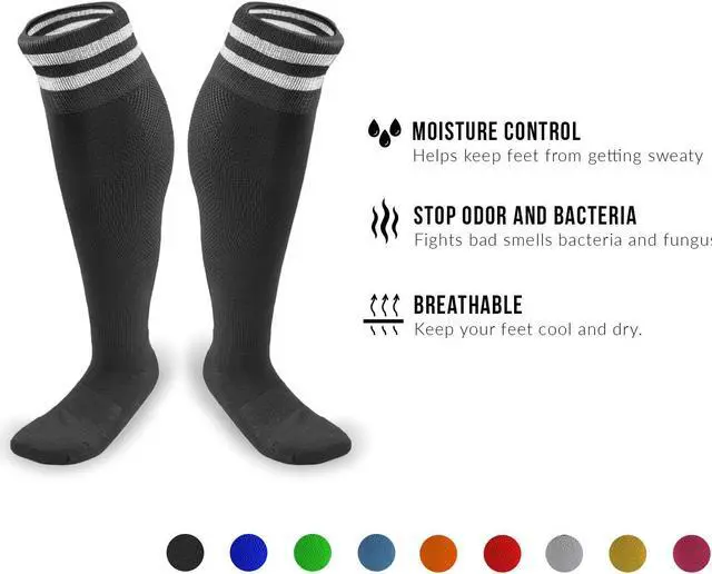 Alt view image 2 of 5 - Meso Children's 1 Pair Ultra Comfortable Lightweight and Breathable Knee High Sports Crew Socks - High Quality Performance Sports Long Socks Size XS(Black)