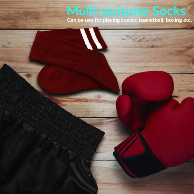 Alt view image 4 of 5 - Meso Children's 2 Pairs Ultra Comfortable Lightweight and Breathable Knee High Sports Crew Socks - High Quality Performance Sports Long Socks Size M(Red)