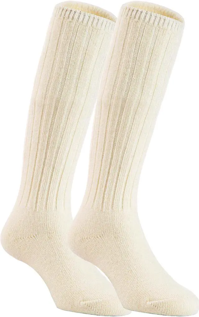 Main image of Lian LifeStyle Fascinating Children's 2 Pairs Knee High Wool Blend Boot Socks Resistant, Comfortable and Health Focused Size M(2-4Y)- (White)
