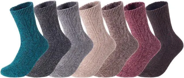 Main image of AATMart Women's 7 Pairs Wool Blend Crew Socks. Outstanding Quality Ideal for the Cold Winter Weather Size 6-9 HR1613 (Assorted)