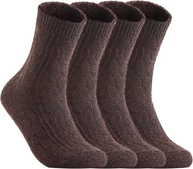 Alt view image 2 of 2 - Lian LifeStyle Big Girl's Women's 6 Pairs Supersoft, Fuzzy and Cozy Wool Blend Crew Socks Suitable as an Active Wear Size 6-9 HR1613(Coffee)