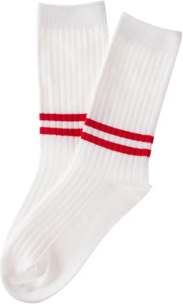 Alt view image 2 of 3 - Lian LifeStyle Attractive Women's 3 Pairs Mid Calf Cotton Crew Socks With Super High Quality Soft Fibers HR1790 Size 6-9 (Dark Grey, Cream, Navy)