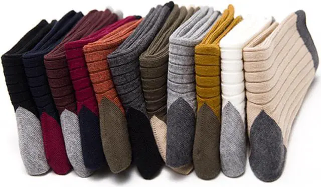 Main image of Lian LifeStyle Big Girl's Women's 3 Pairs Gorgeous, Cozy and Comfortable Wool Crew Socks for Daily Use HR1612 Size 6-9(Black, Dark Grey, Beige)