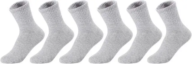 Main image of Lian LifeStyle Children's 6 Pairs Premium Cotton Socks Lightweight & Effective Crew Socks- Sweat Absorbent JH0108 Size M(9Y-12Y) Grey